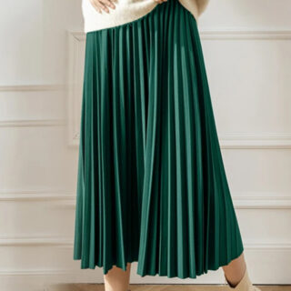 Jupe longue de grossesse plissée verte