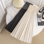 Jupe de grossesse longue et plissée beige et noire