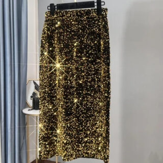 Jupe mi-longue à sequins