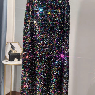 Jupe mi-longue à sequins