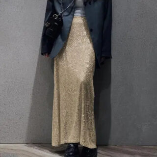 Jupe sequins longue et fluide