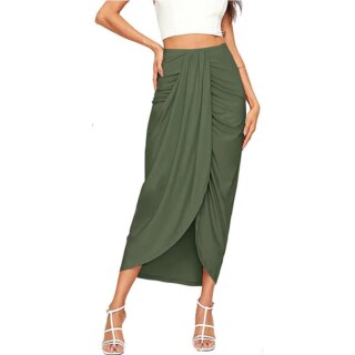 Jupe drapée taille haute fendue