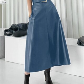 Jupe midi  parapluie en simili cuir