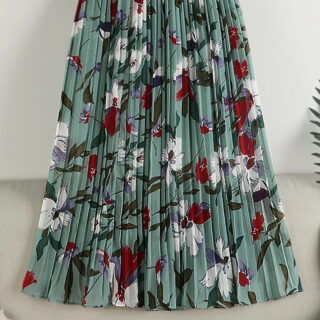 Jupe plissée longue avec motif fleuri