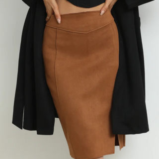 Jupe crayon en faux daim