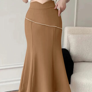 Jupe sirène midi élégante taille haute travaillée
