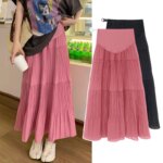 Jupe de grossesse longue rose et noir