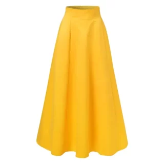 Jupe longue fluide taille haute et poches