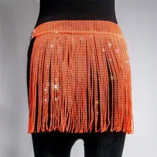 Jupe de plage à franges strass ajustable