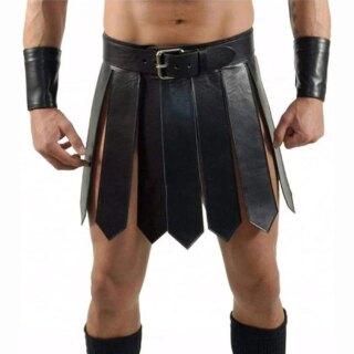 Jupe de gladiateur pour homme noire, portéé par un homme torse nu