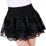 Jupe Courte Noire Taille Haute en Dentelle