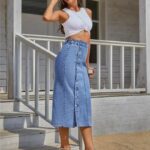 Jupe en Jean Fendue Élégante et Tendance