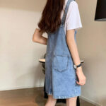 Jupe Salopette Bleue en Jean au Style Décontracté