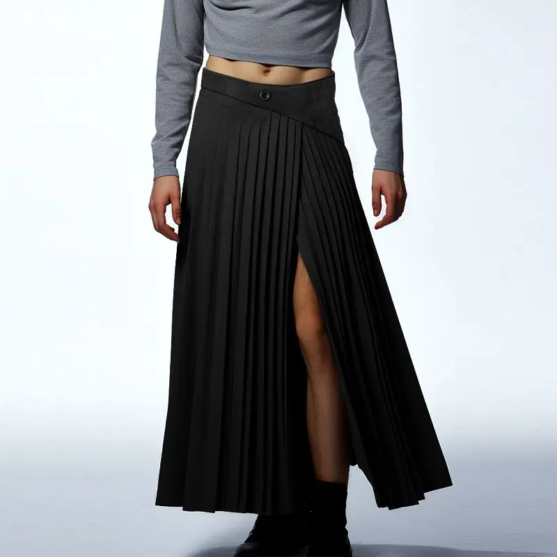 Jupe Homme Plissée avec Fermeture Éclair