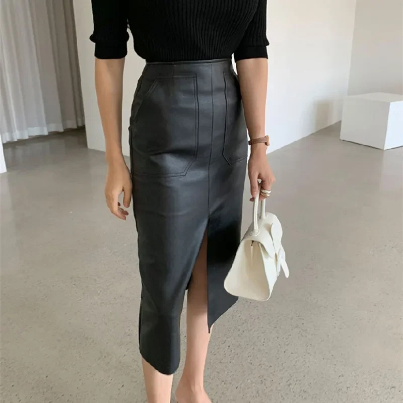 jupe simili cuir femme