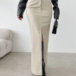 Jupe Simili Cuir Longue et Raffinée