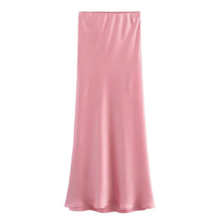 Jupe Rose Longue Effet Satiné sur fond blanc