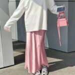 Jupe Rose Longue Effet Satiné