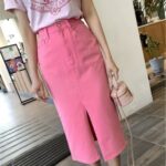 Jupe Rose Taille Haute en Denim