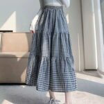 Jupe Midi Vintage à Carreaux
