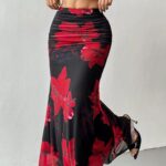 Jupe Sirène Fleurie Style Bohème sur une femme