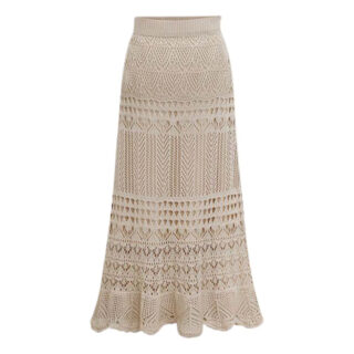 Jupe de Plage Beige en Dentelle sur fond blanc