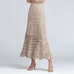 Jupe de Plage Beige en Dentelle
