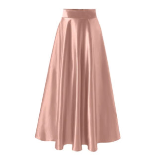 Jupe Longue et Rose en Satin sur fond blanc