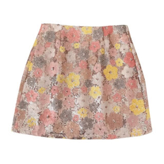 Jupe Sequin Rose à Motif Floral sur fond blanc