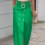 Jupe Tailleur Fendue avec Ceinture