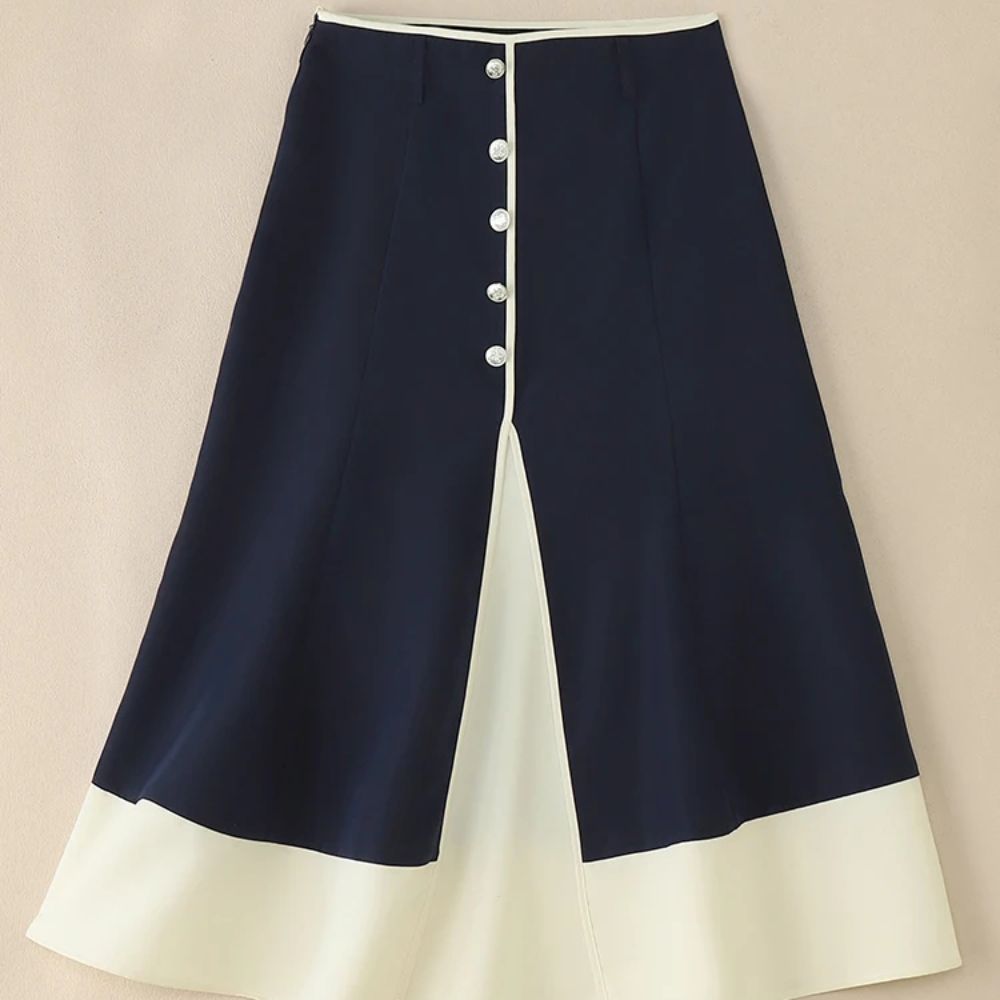 JUPE LONGUE A BOUTONS PE300 BLEU ROYAL